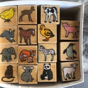 Farm Animal Wooden Stamps Set
